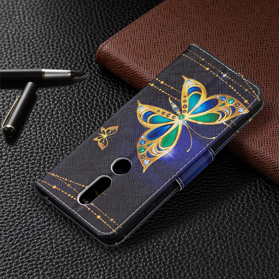 Pattern Printing Leather Wallet Phone Shell for Nokia 2.4