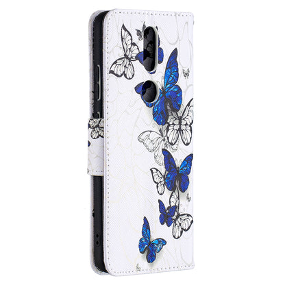 Pattern Printing Leather Wallet Phone Shell for Nokia 2.4