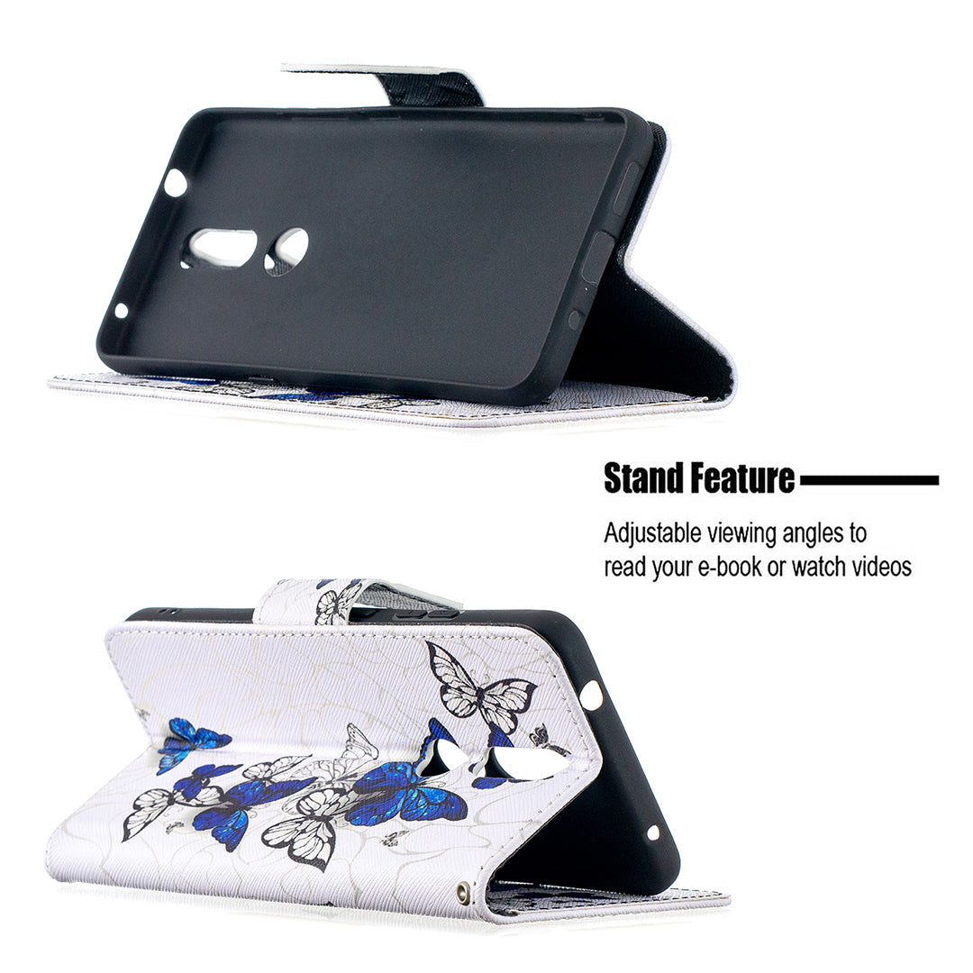 Pattern Printing Leather Wallet Phone Shell for Nokia 2.4