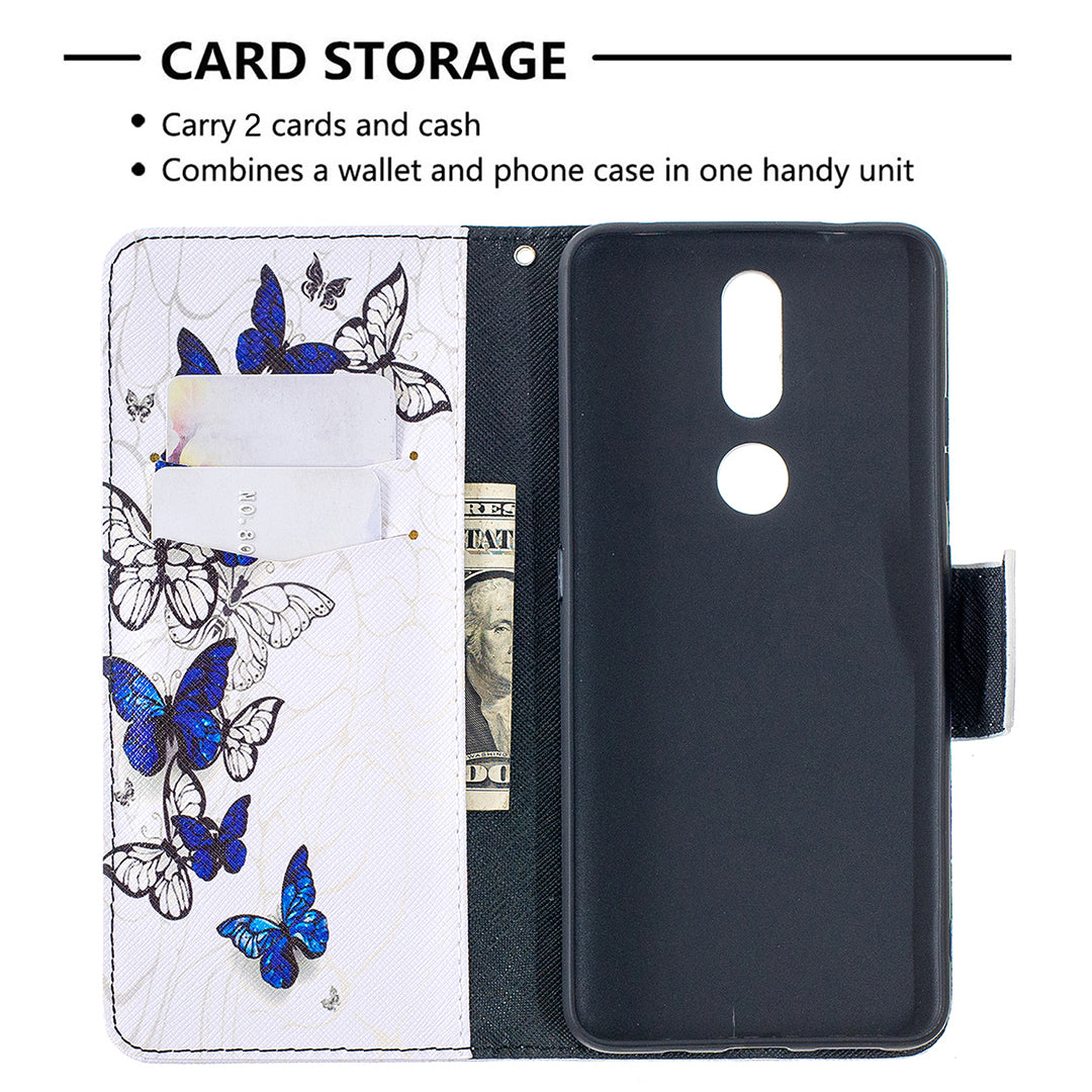 Pattern Printing Leather Wallet Phone Shell for Nokia 2.4