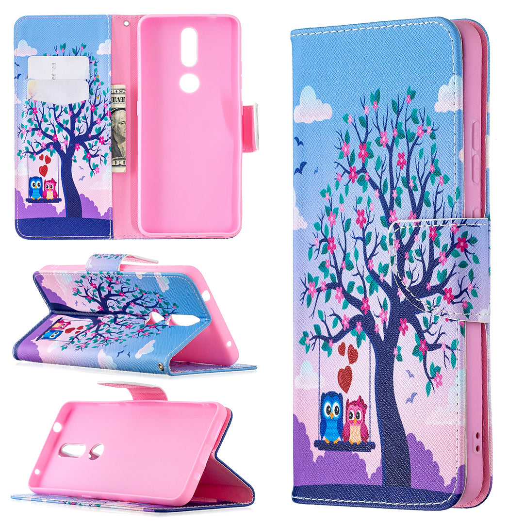 Pattern Printing Leather Wallet Phone Shell for Nokia 2.4