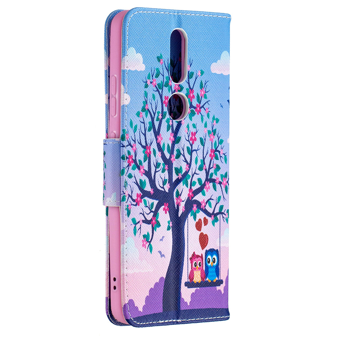 Pattern Printing Leather Wallet Phone Shell for Nokia 2.4