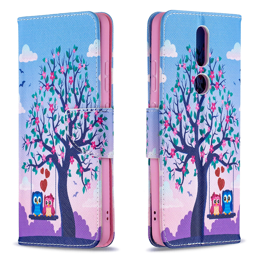 Pattern Printing Leather Wallet Phone Shell for Nokia 2.4