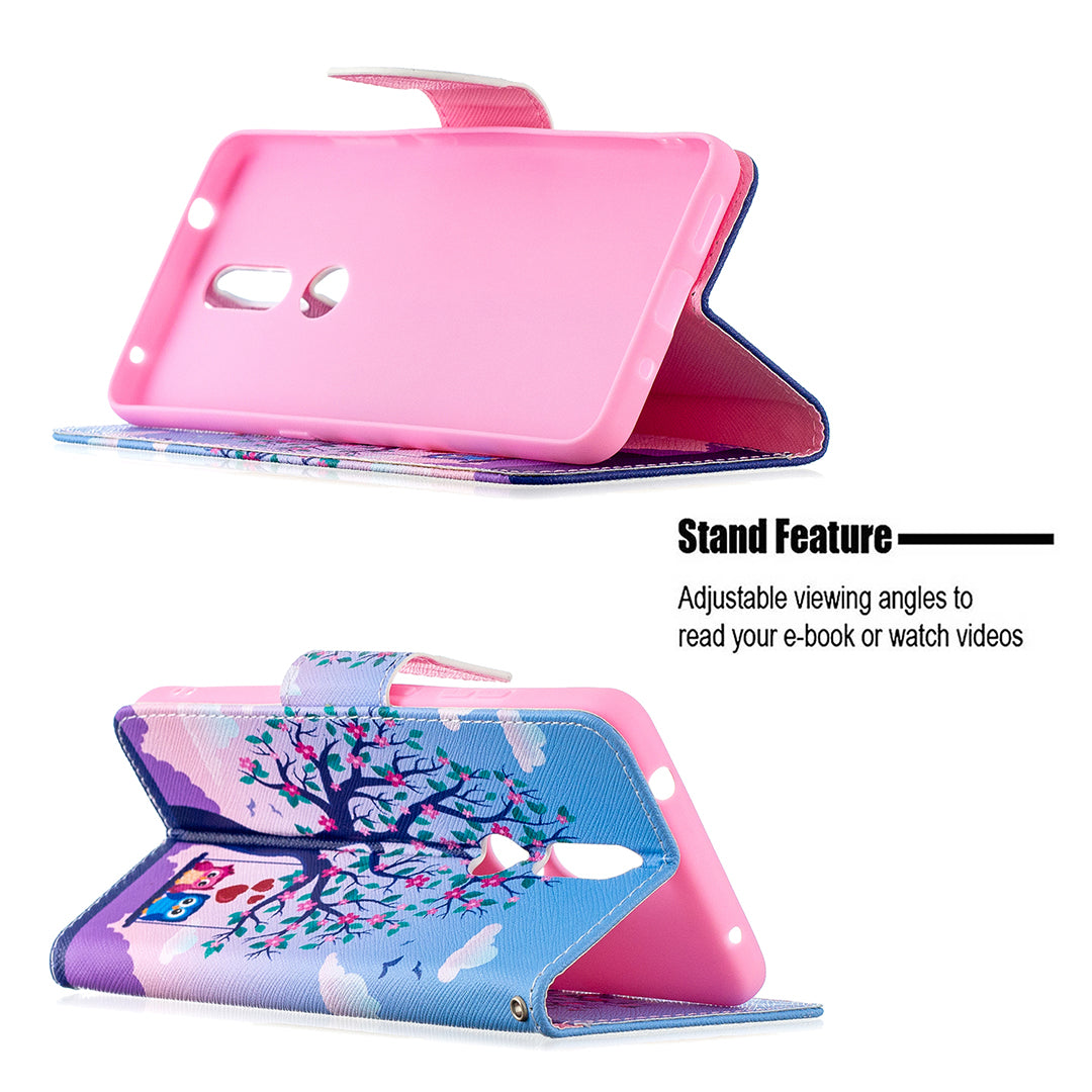 Pattern Printing Leather Wallet Phone Shell for Nokia 2.4