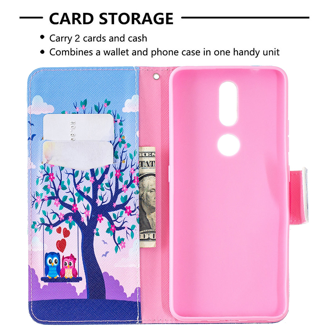 Pattern Printing Leather Wallet Phone Shell for Nokia 2.4