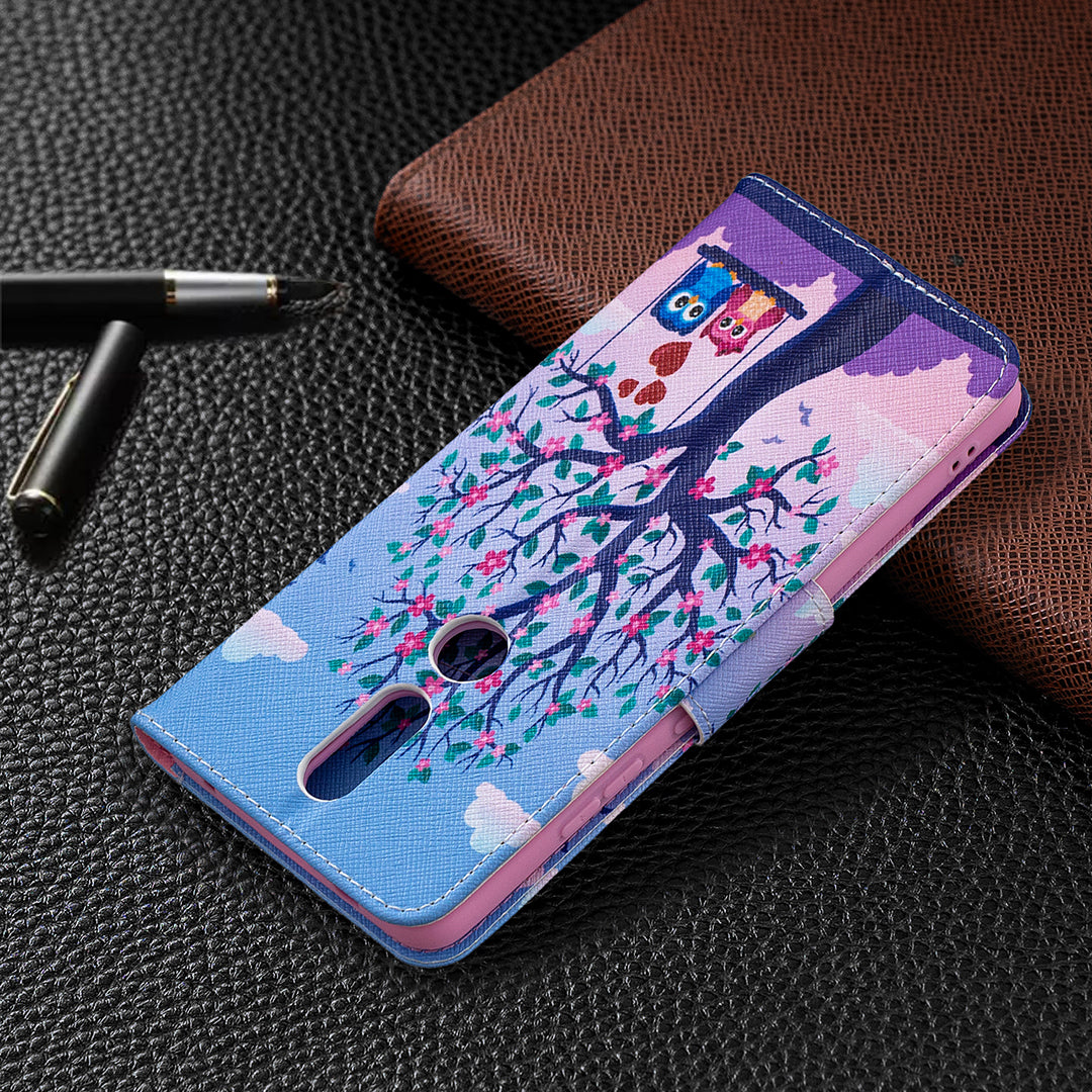 Pattern Printing Leather Wallet Phone Shell for Nokia 2.4