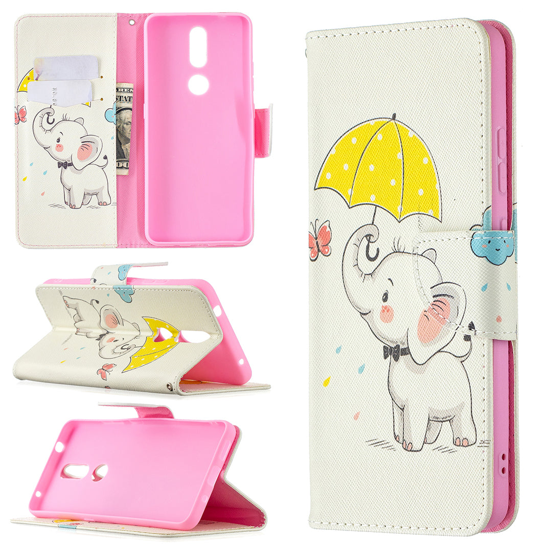 Pattern Printing Leather Wallet Phone Shell for Nokia 2.4