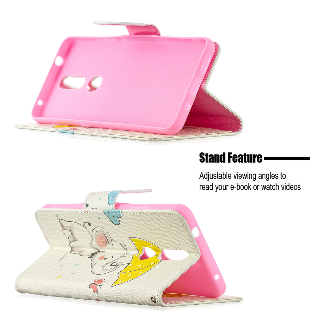 Pattern Printing Leather Wallet Phone Shell for Nokia 2.4