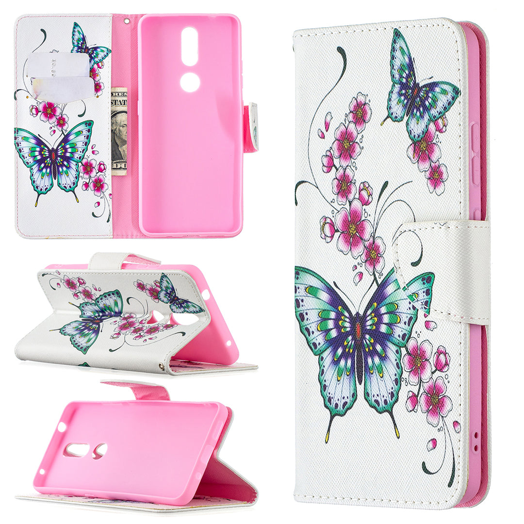 Pattern Printing Leather Wallet Phone Shell for Nokia 2.4