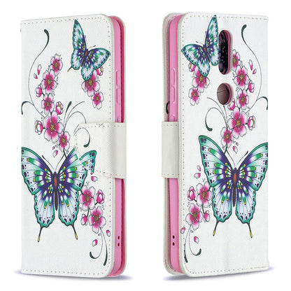 Pattern Printing Leather Wallet Phone Shell for Nokia 2.4