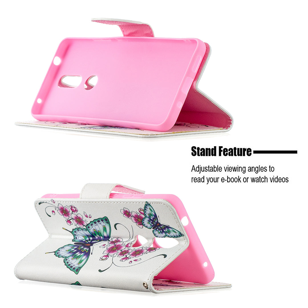 Pattern Printing Leather Wallet Phone Shell for Nokia 2.4