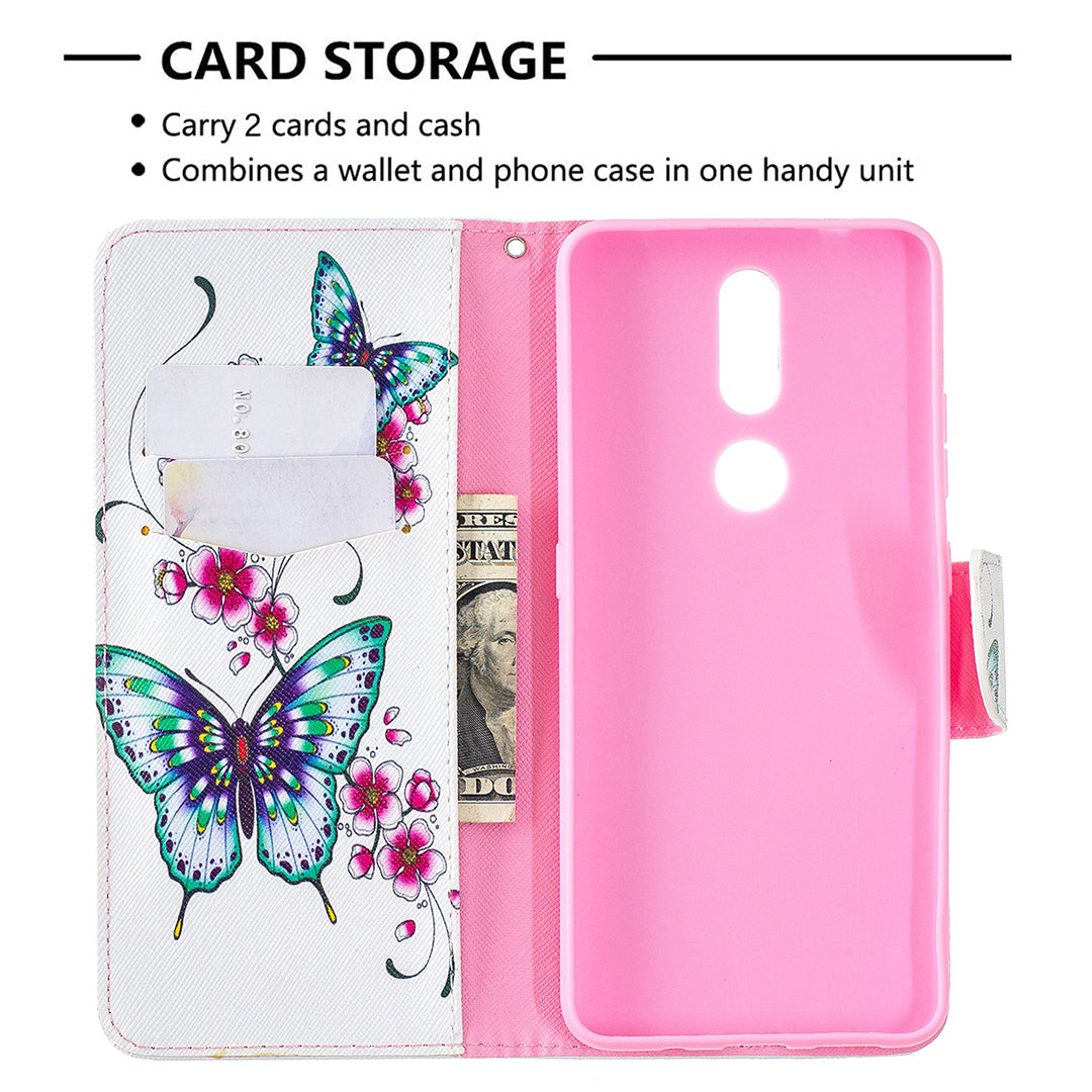 Pattern Printing Leather Wallet Phone Shell for Nokia 2.4