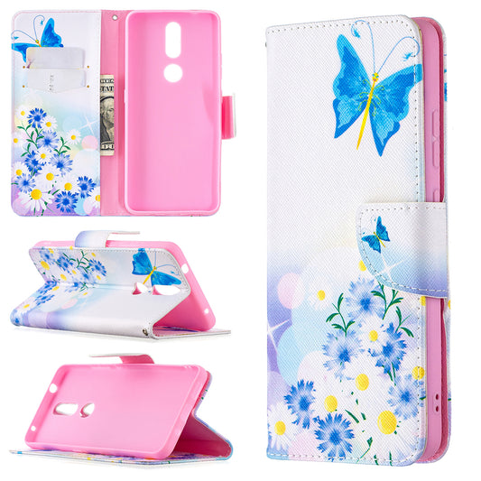 Pattern Printing Leather Wallet Stand Protective Shell for Nokia 2.4