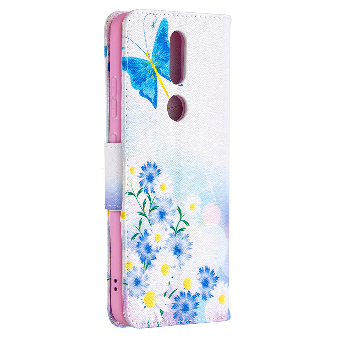 Pattern Printing Leather Wallet Stand Protective Shell for Nokia 2.4
