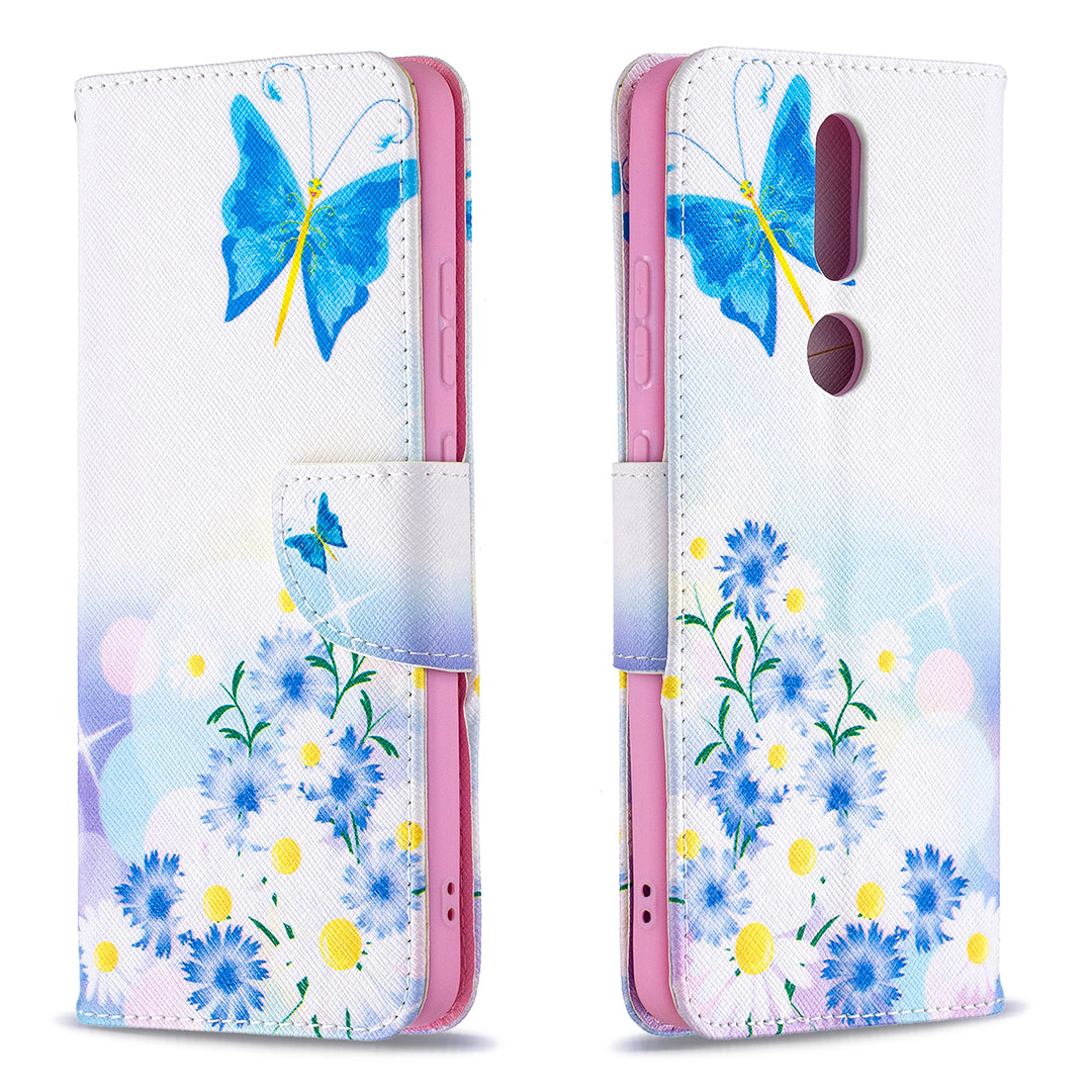 Pattern Printing Leather Wallet Stand Protective Shell for Nokia 2.4