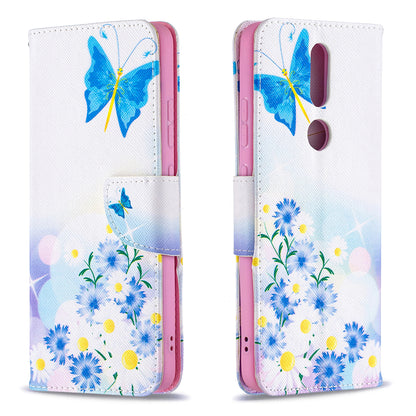Pattern Printing Leather Wallet Stand Protective Shell for Nokia 2.4