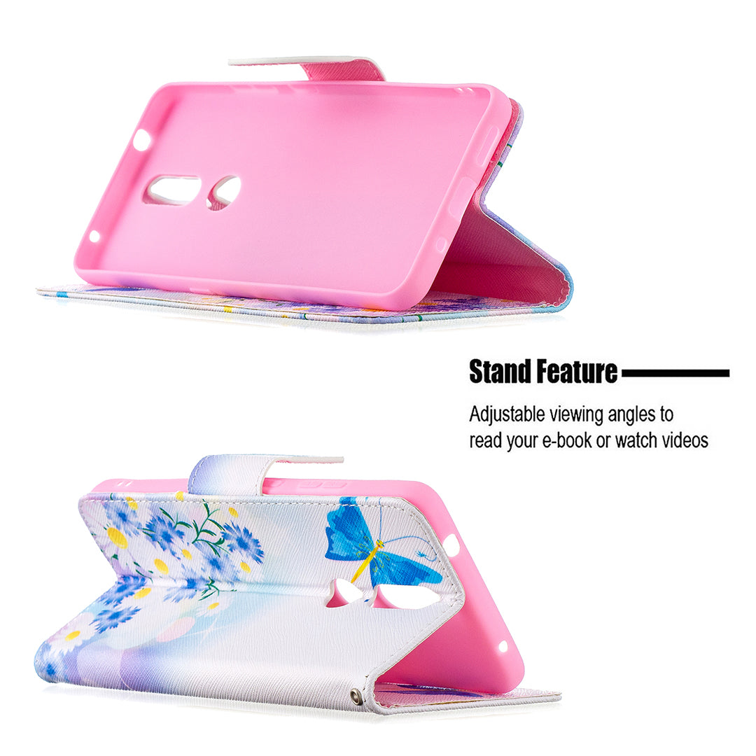 Pattern Printing Leather Wallet Stand Protective Shell for Nokia 2.4