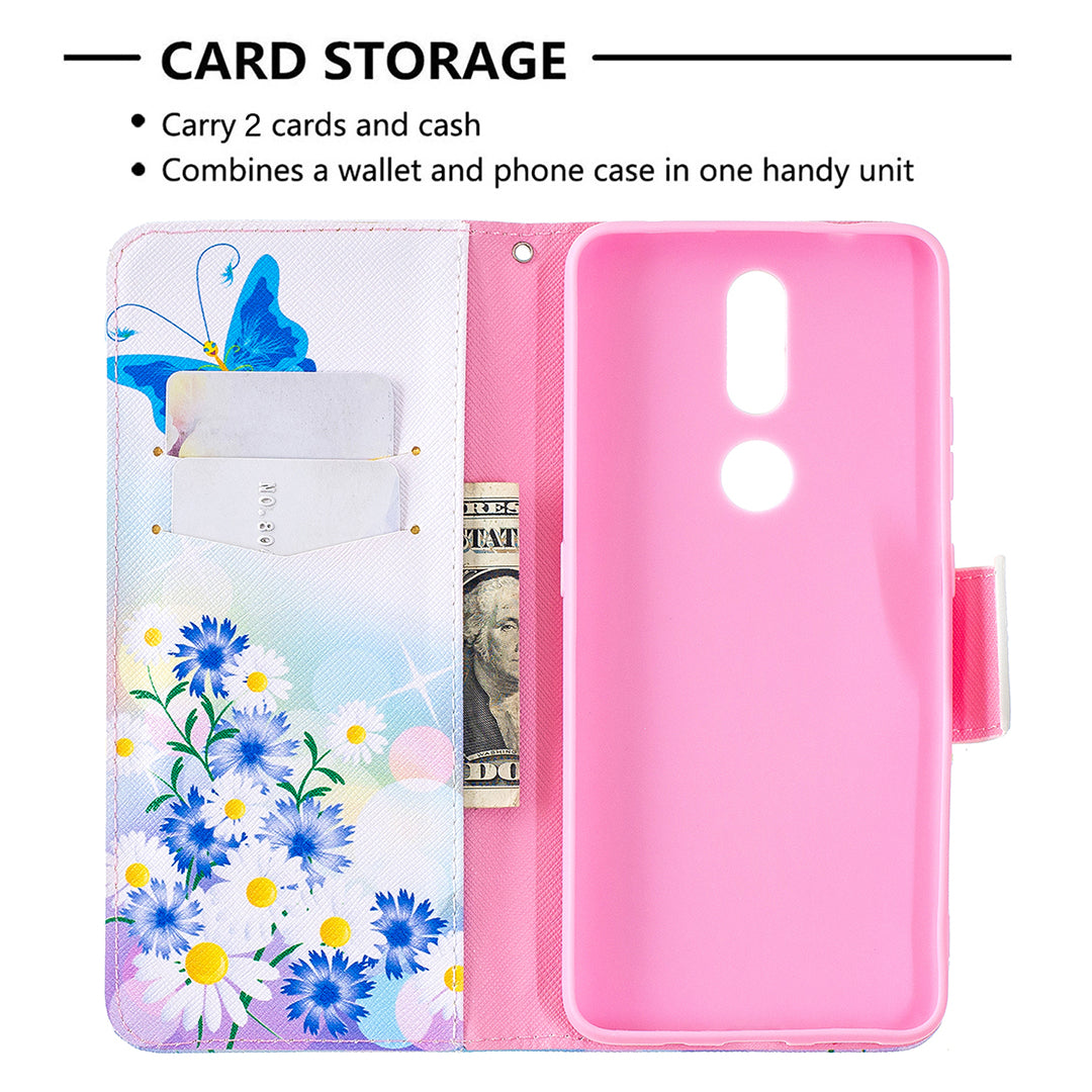 Pattern Printing Leather Wallet Stand Protective Shell for Nokia 2.4