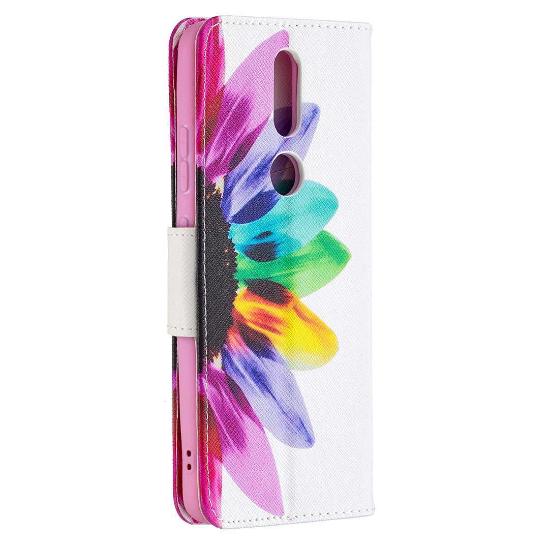 Pattern Printing Leather Wallet Stand Protective Shell for Nokia 2.4