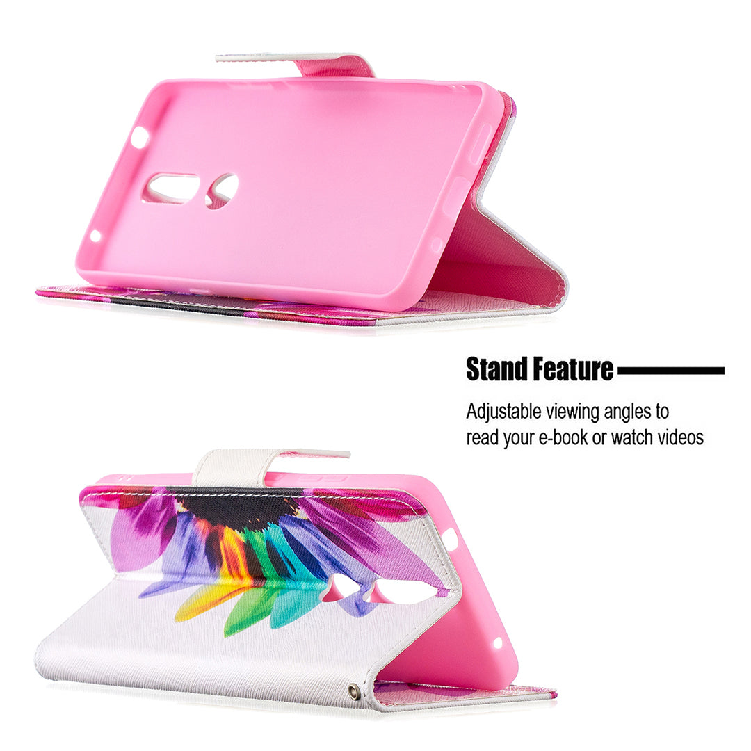 Pattern Printing Leather Wallet Stand Protective Shell for Nokia 2.4