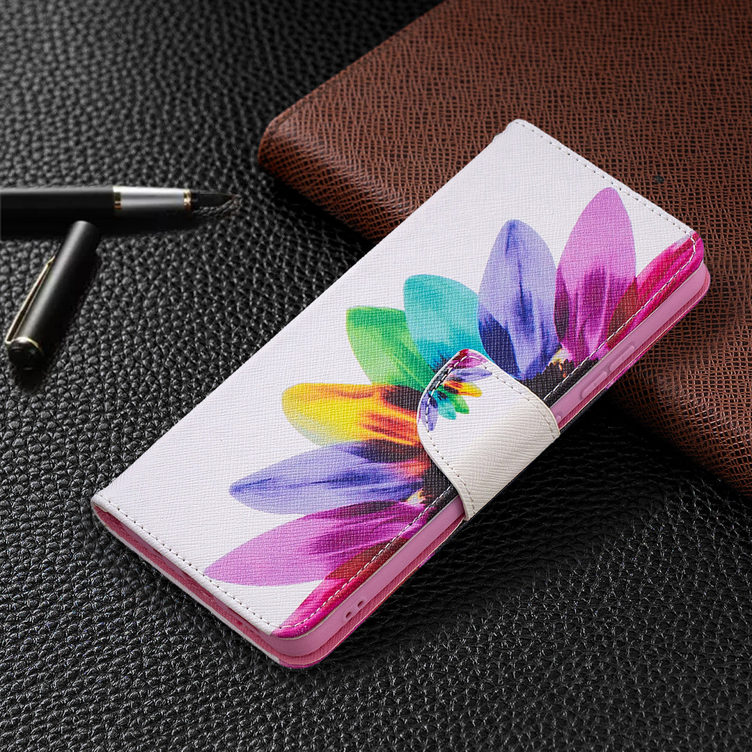 Pattern Printing Leather Wallet Stand Protective Shell for Nokia 2.4