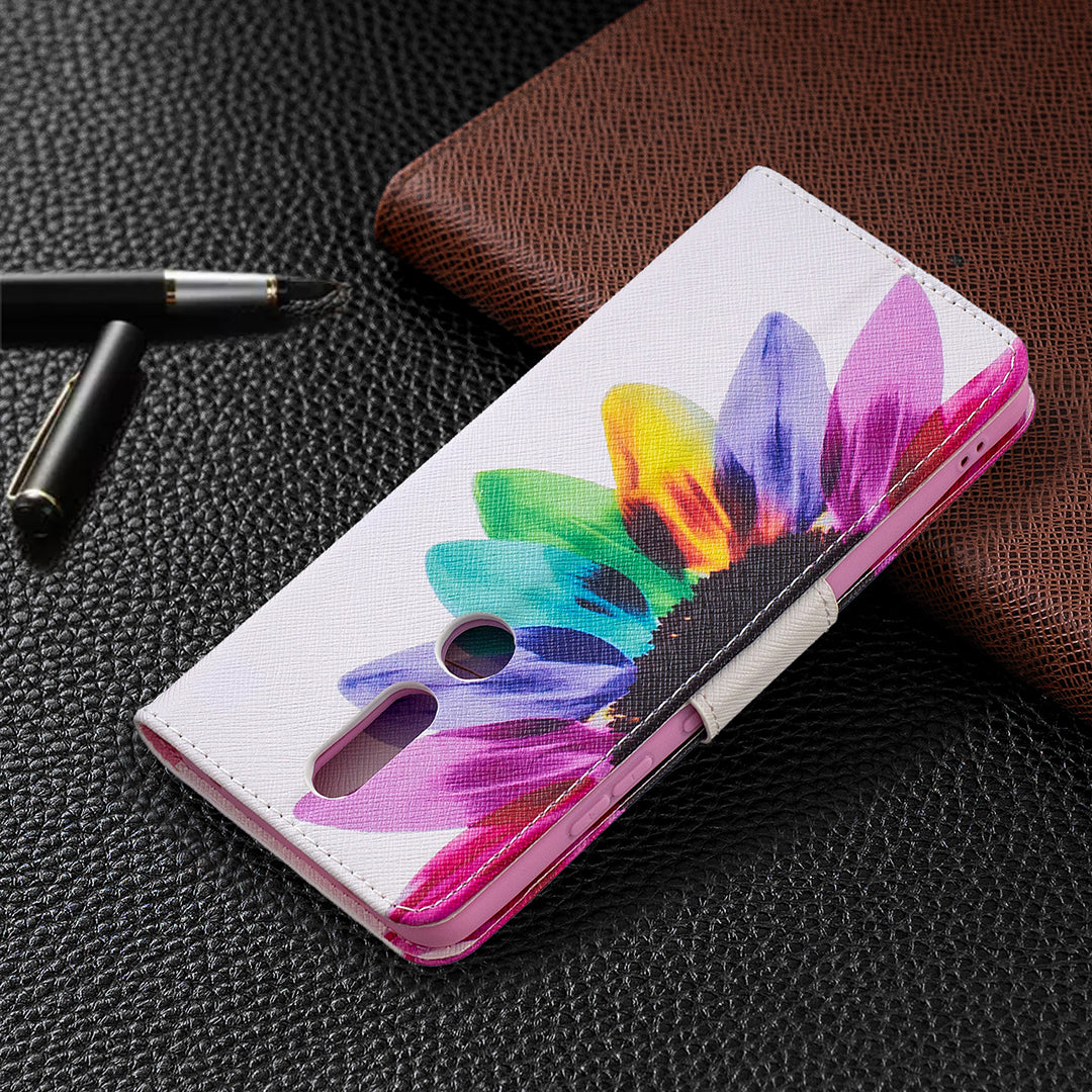 Pattern Printing Leather Wallet Stand Protective Shell for Nokia 2.4