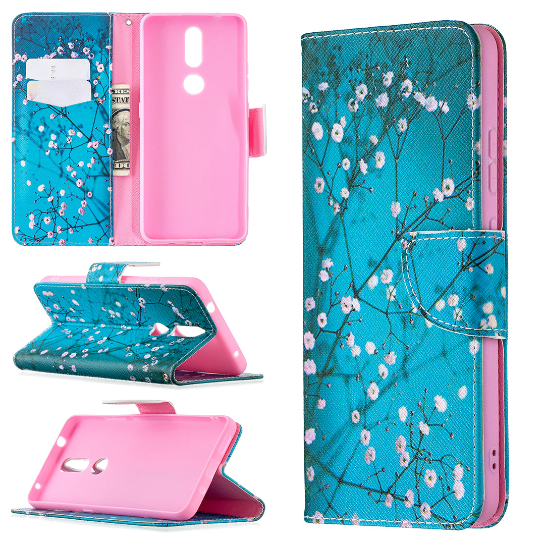 Pattern Printing Leather Wallet Stand Protective Shell for Nokia 2.4