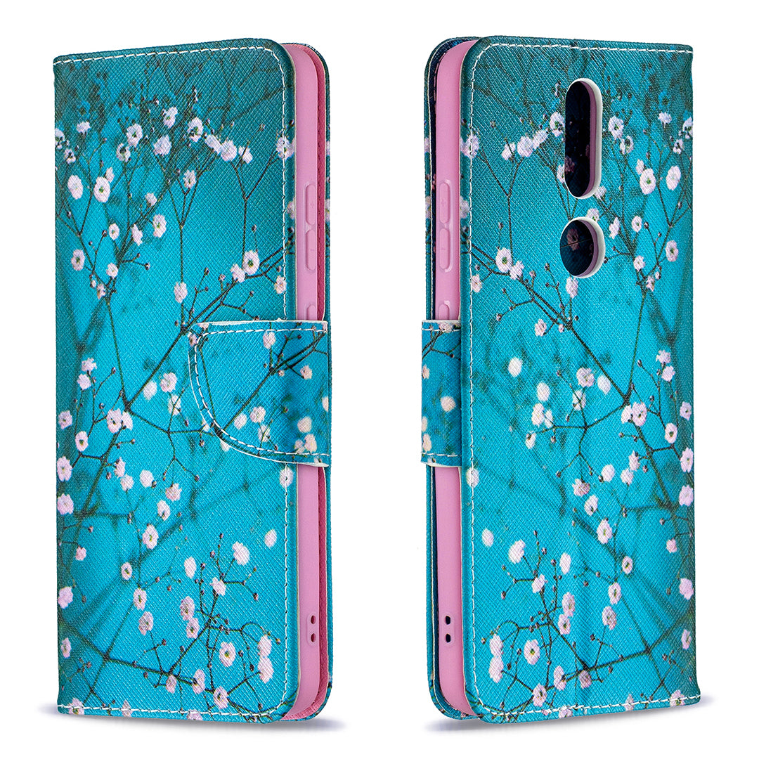 Pattern Printing Leather Wallet Stand Protective Shell for Nokia 2.4