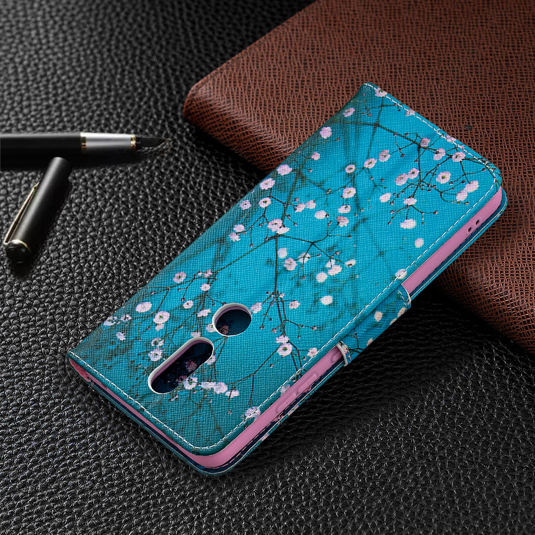 Pattern Printing Leather Wallet Stand Protective Shell for Nokia 2.4