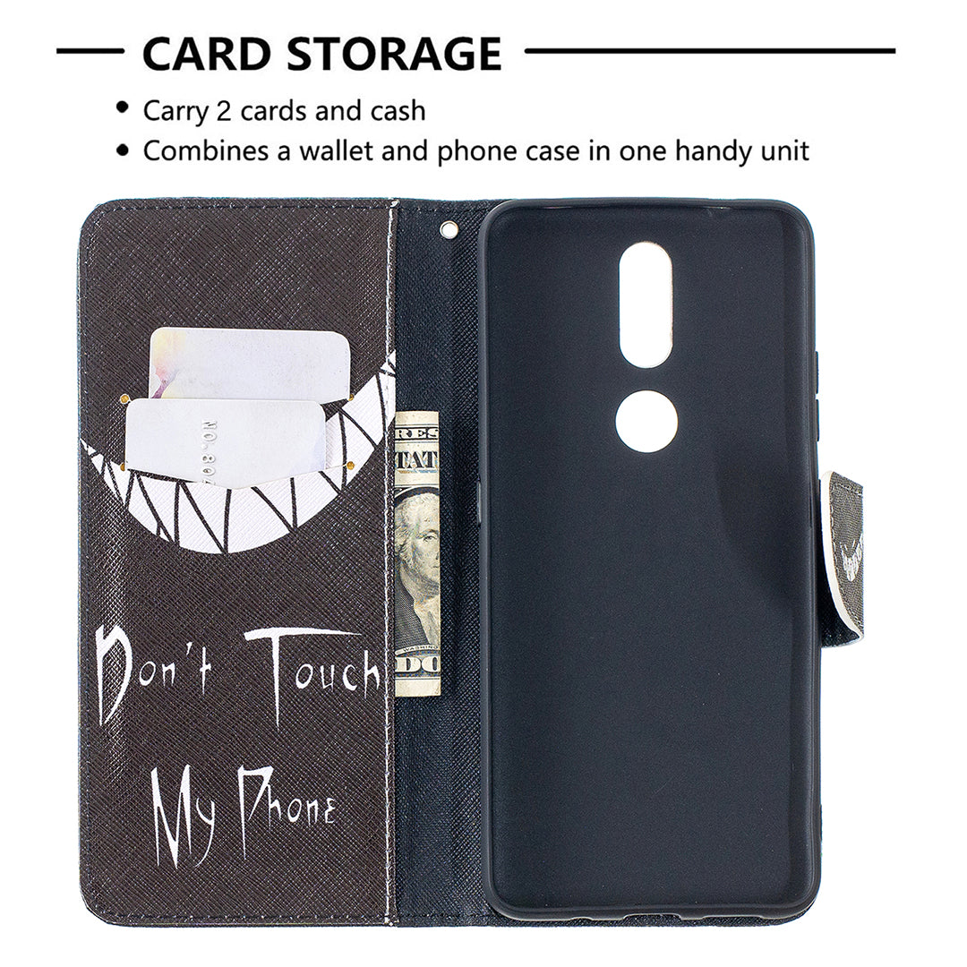 Pattern Printing Leather Wallet Stand Protective Shell for Nokia 2.4