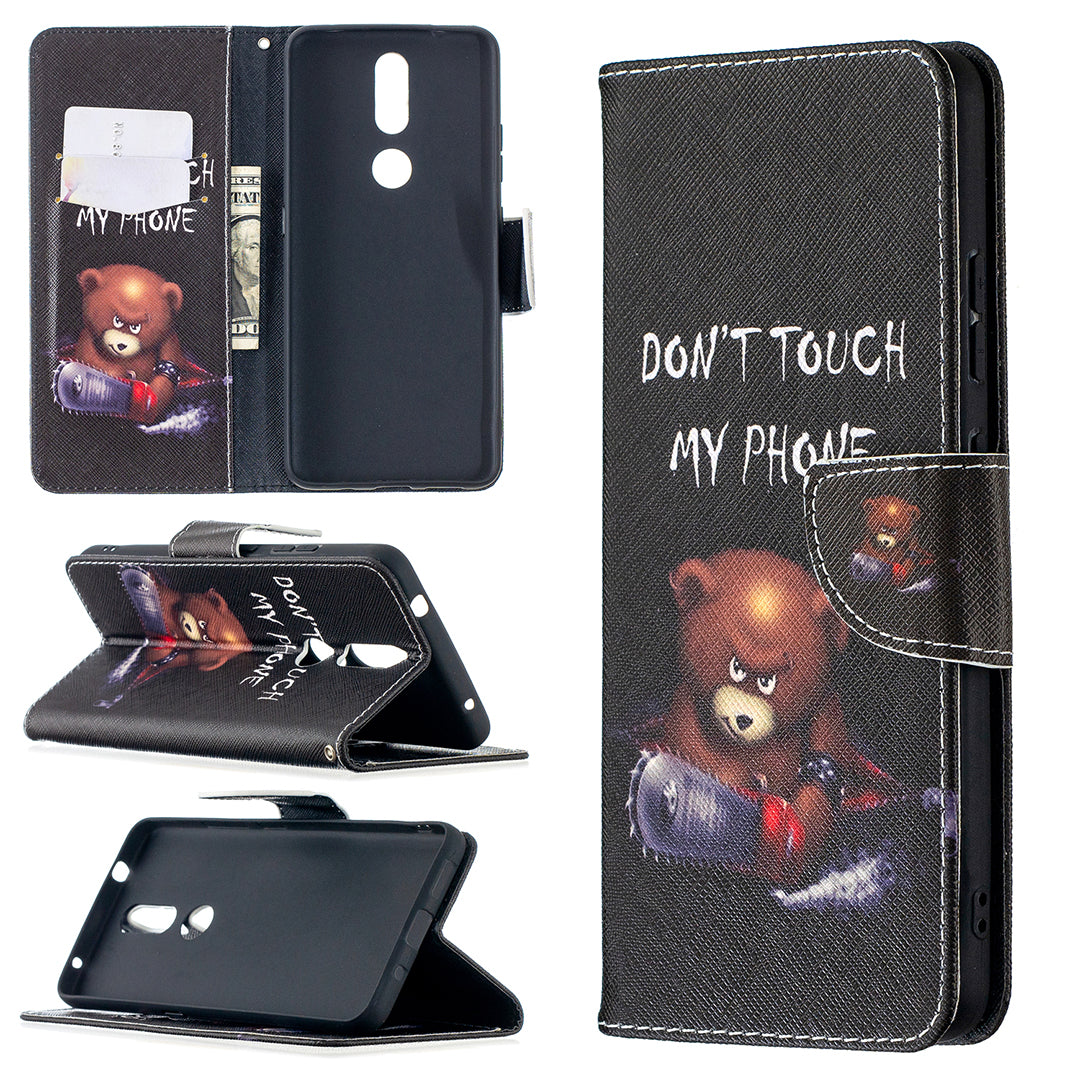 Pattern Printing Leather Wallet Stand Protective Shell for Nokia 2.4