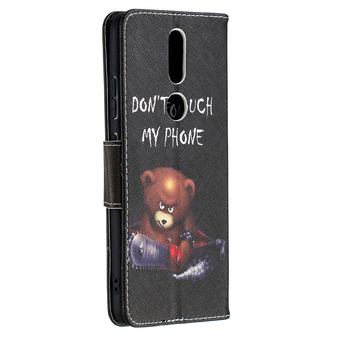 Pattern Printing Leather Wallet Stand Protective Shell for Nokia 2.4