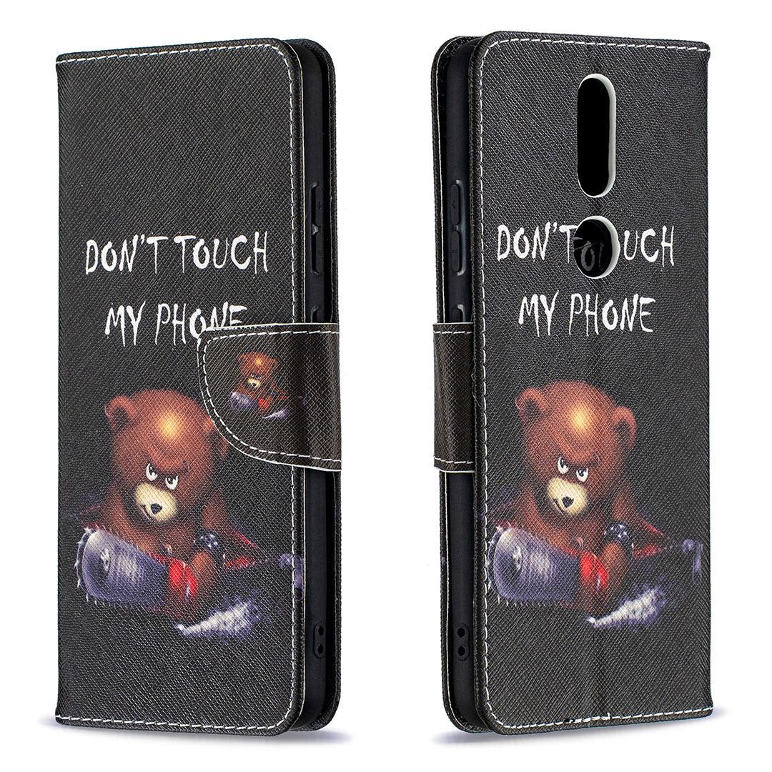 Pattern Printing Leather Wallet Stand Protective Shell for Nokia 2.4
