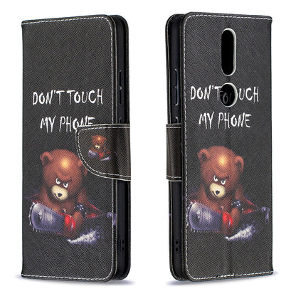 Pattern Printing Leather Wallet Stand Protective Shell for Nokia 2.4