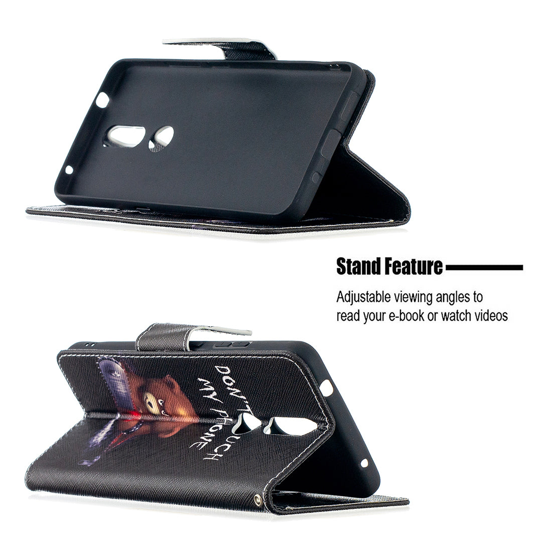 Pattern Printing Leather Wallet Stand Protective Shell for Nokia 2.4