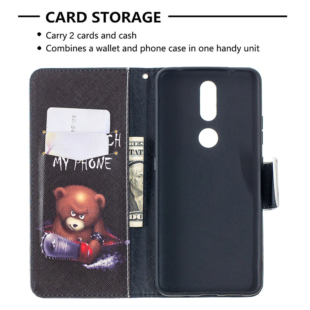Pattern Printing Leather Wallet Stand Protective Shell for Nokia 2.4