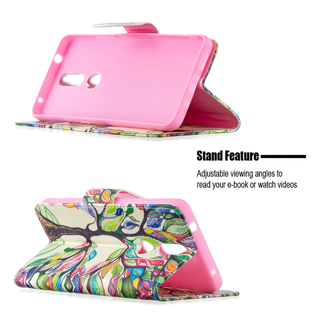 Pattern Printing Leather Wallet Stand Protective Shell for Nokia 2.4