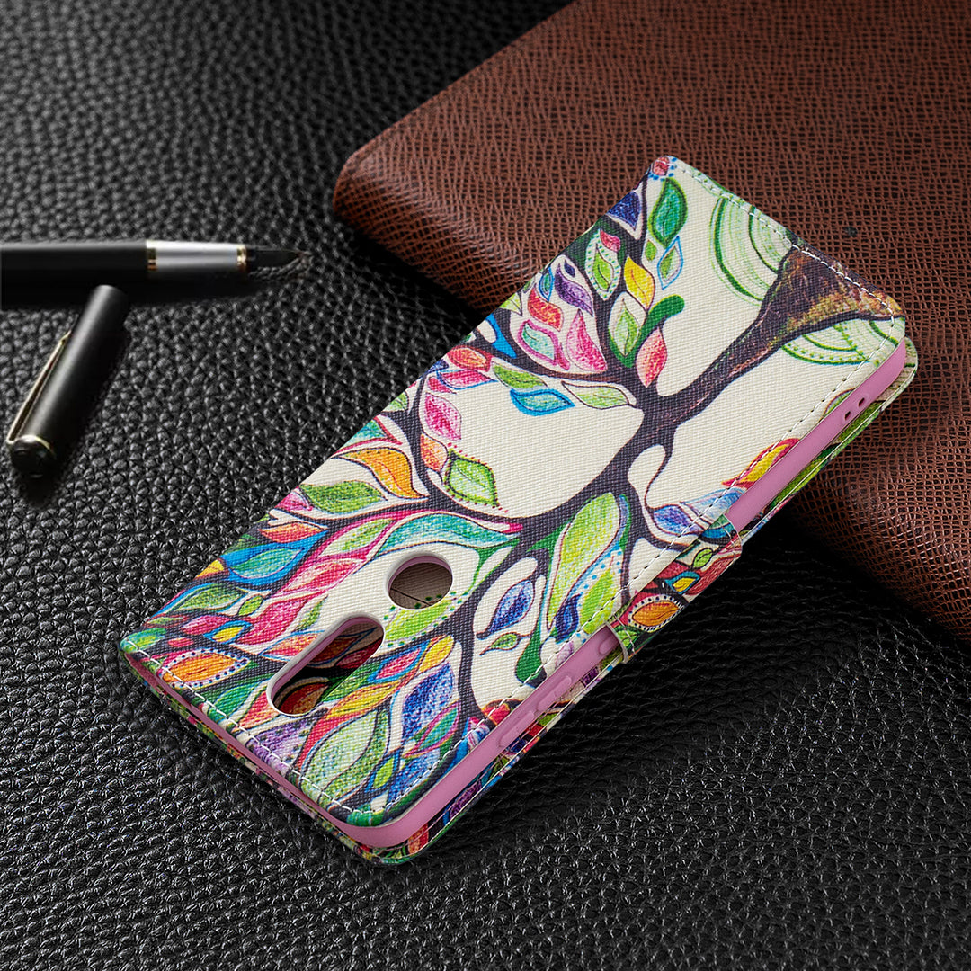 Pattern Printing Leather Wallet Stand Protective Shell for Nokia 2.4