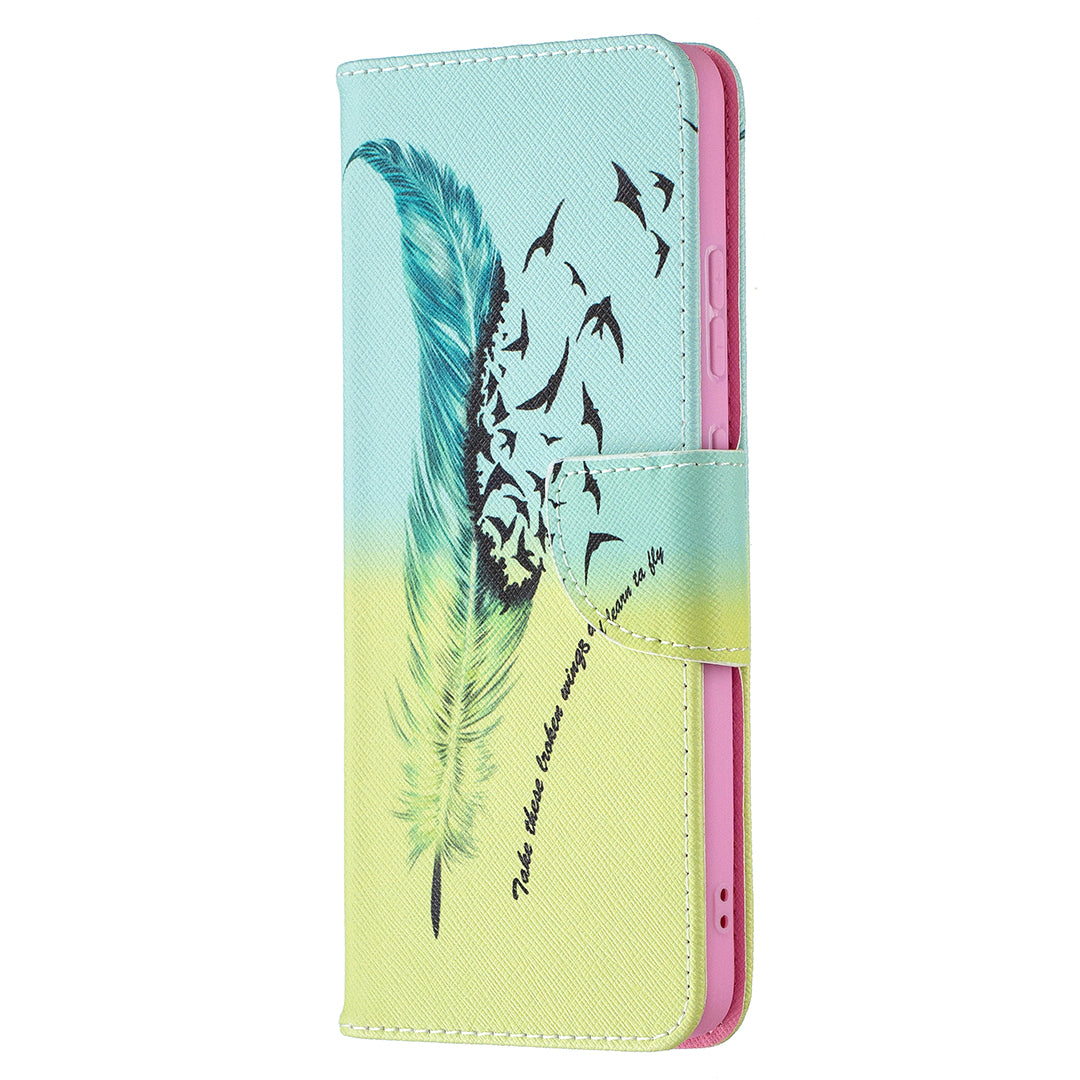 Pattern Printing Leather Wallet Stand Protective Shell for Nokia 2.4