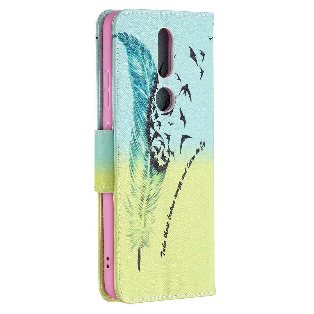 Pattern Printing Leather Wallet Stand Protective Shell for Nokia 2.4