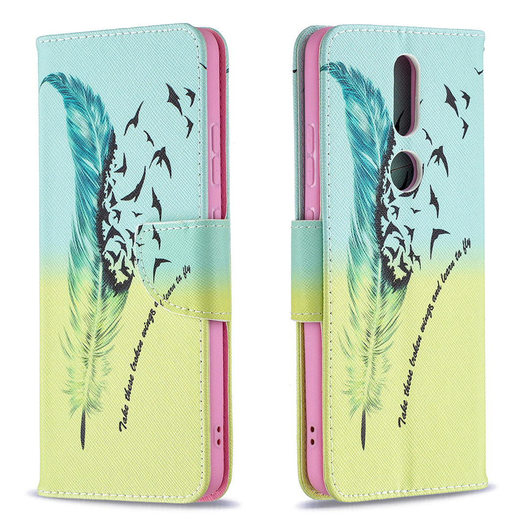 Pattern Printing Leather Wallet Stand Protective Shell for Nokia 2.4
