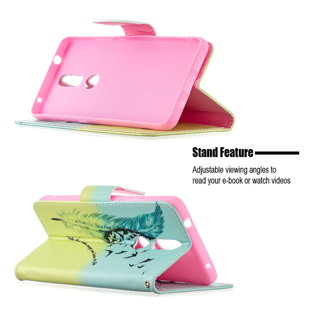 Pattern Printing Leather Wallet Stand Protective Shell for Nokia 2.4