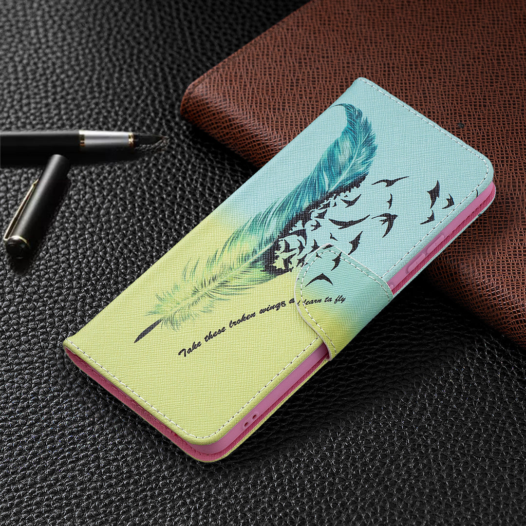 Pattern Printing Leather Wallet Stand Protective Shell for Nokia 2.4