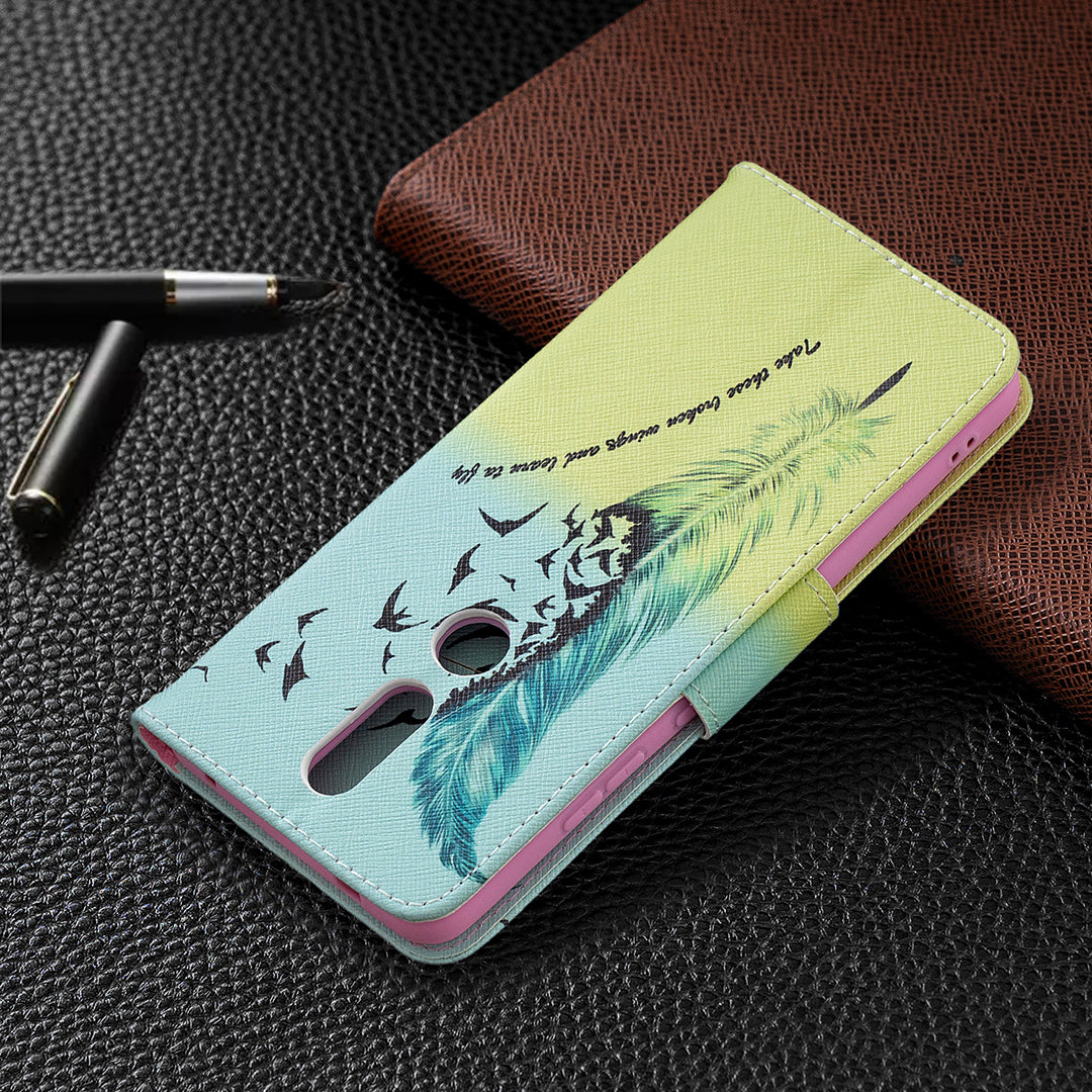 Pattern Printing Leather Wallet Stand Protective Shell for Nokia 2.4