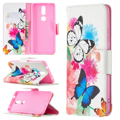 Pattern Printing Leather Wallet Stand Protective Shell for Nokia 2.4