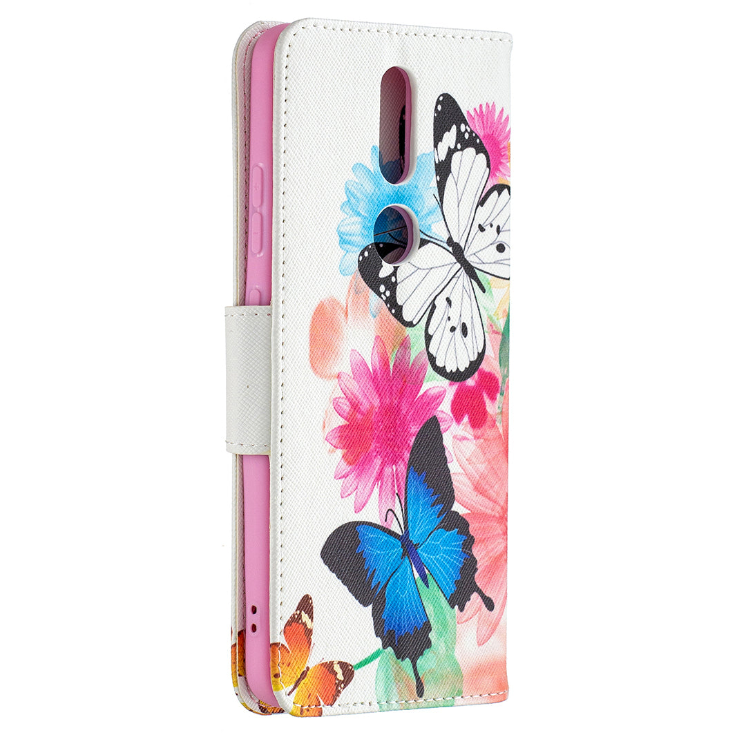 Pattern Printing Leather Wallet Stand Protective Shell for Nokia 2.4