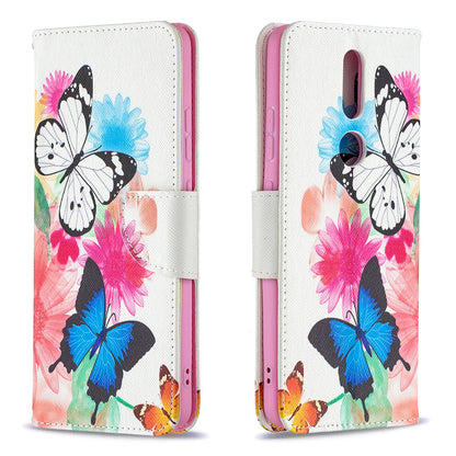 Pattern Printing Leather Wallet Stand Protective Shell for Nokia 2.4