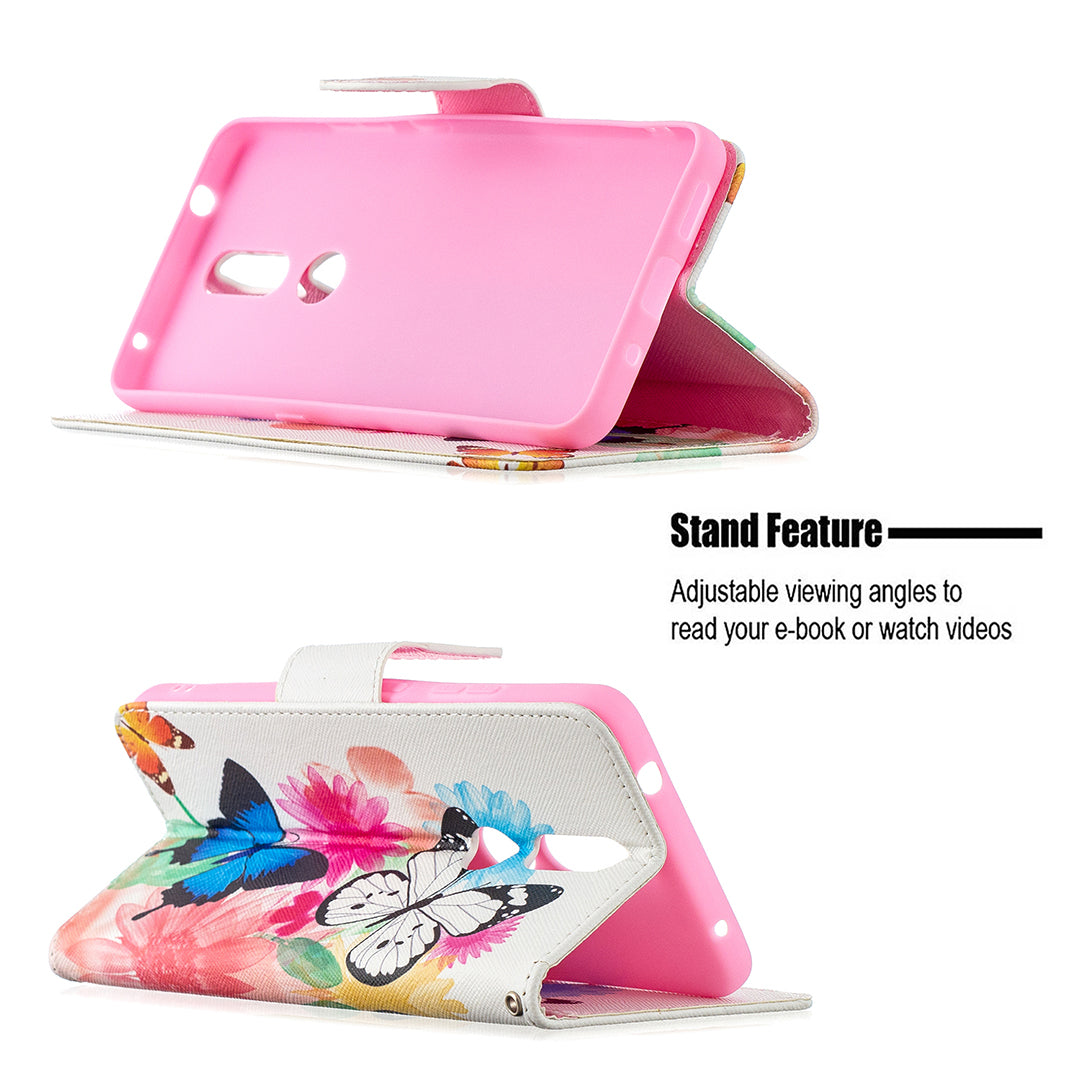Pattern Printing Leather Wallet Stand Protective Shell for Nokia 2.4