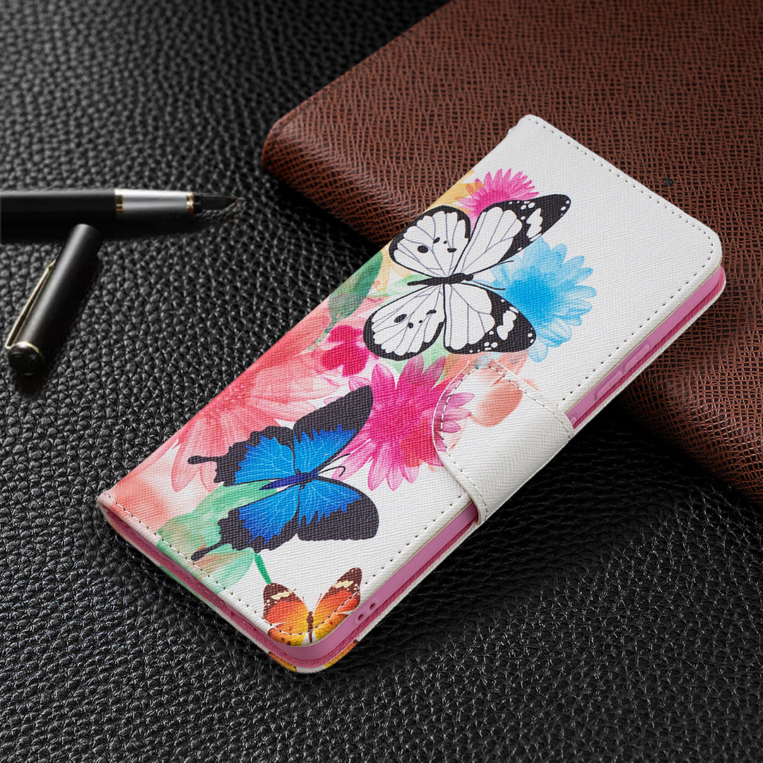 Pattern Printing Leather Wallet Stand Protective Shell for Nokia 2.4
