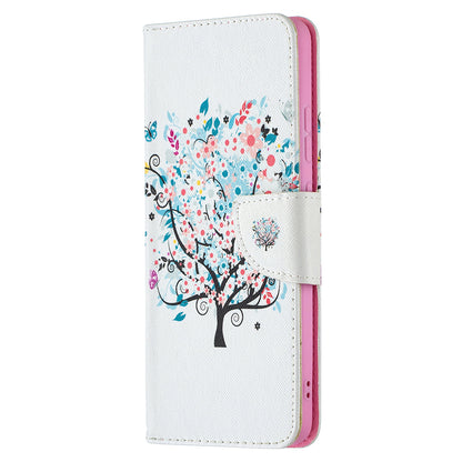 Pattern Printing Leather Wallet Stand Protective Shell for Nokia 2.4
